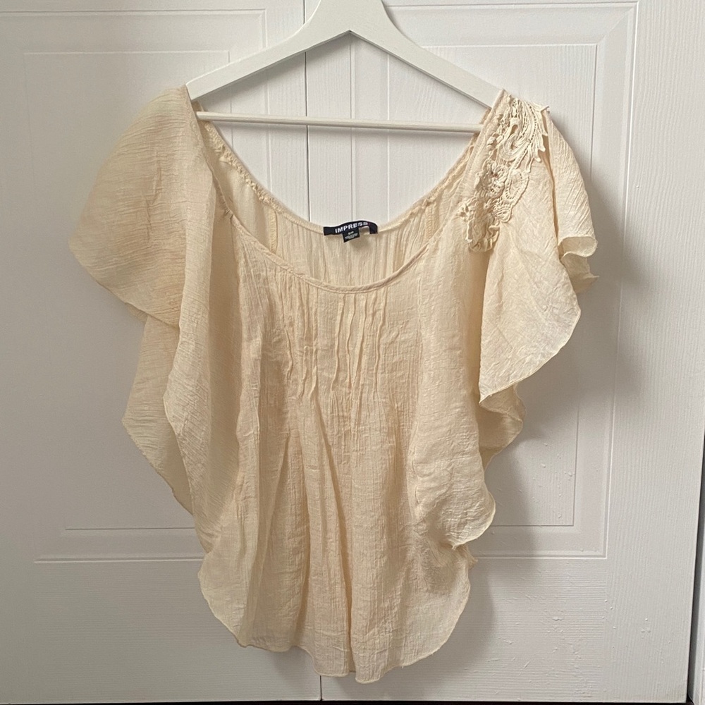 imPRESS Cream Ruffled Blouse